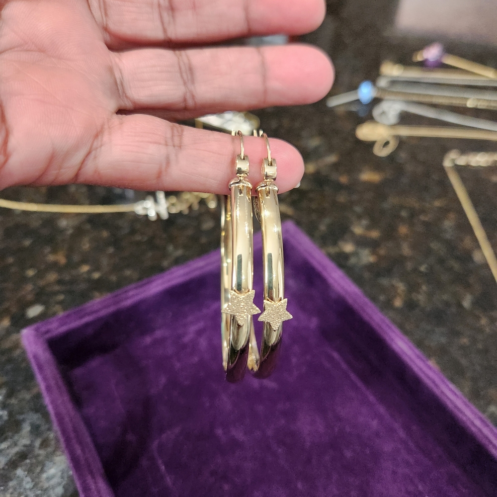Simone I Smith (SIS) Gold Star Charm Hoop Earrings